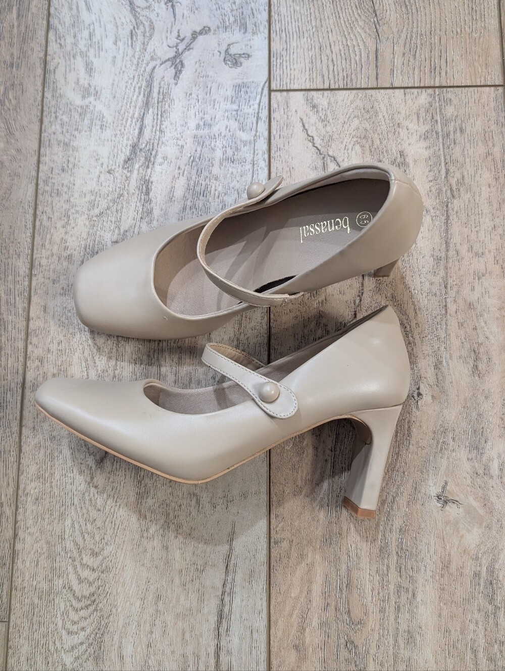 Classic Cream Mary Jane Heels with Button Strap